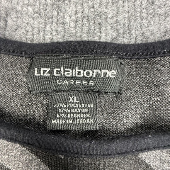 Liz Claiborne Shirt Womens XL Gray Black Houndstooth Short Sleeve Career Top - Picture 4 of 9